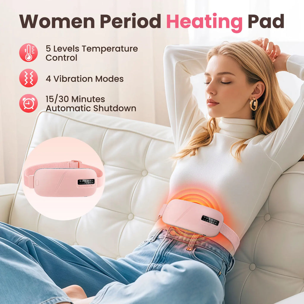 HeatWrap Electric Heating Pad – Menstrual Cramp Massager Belt with Vibration