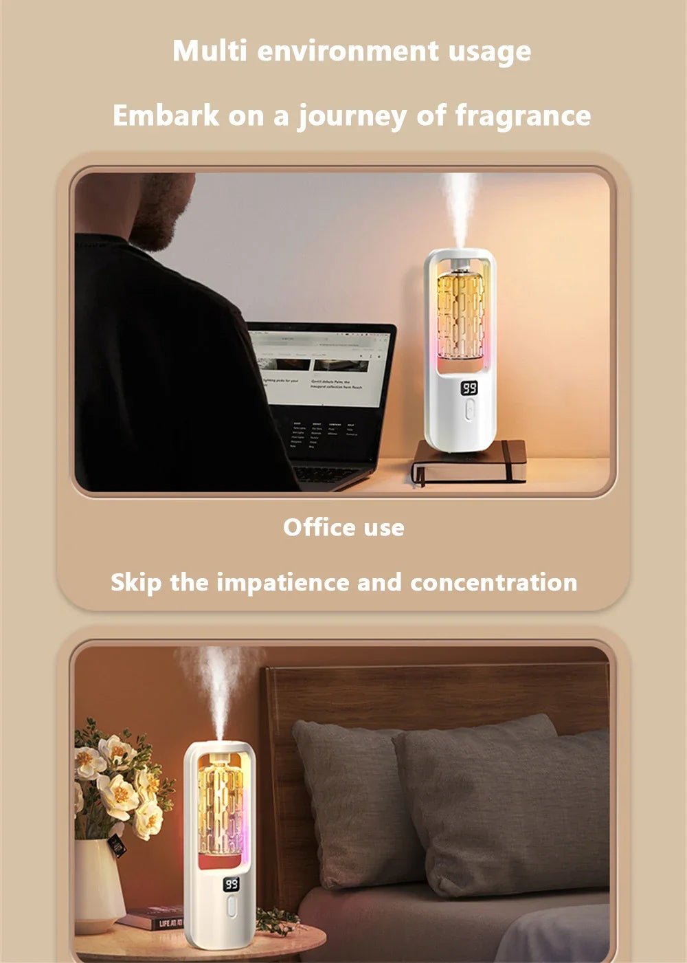 ScentCloud Hotel Aroma Diffuser – Ultrasonic Essential Oil Air Freshener for Bedroom, Bathroom & Office