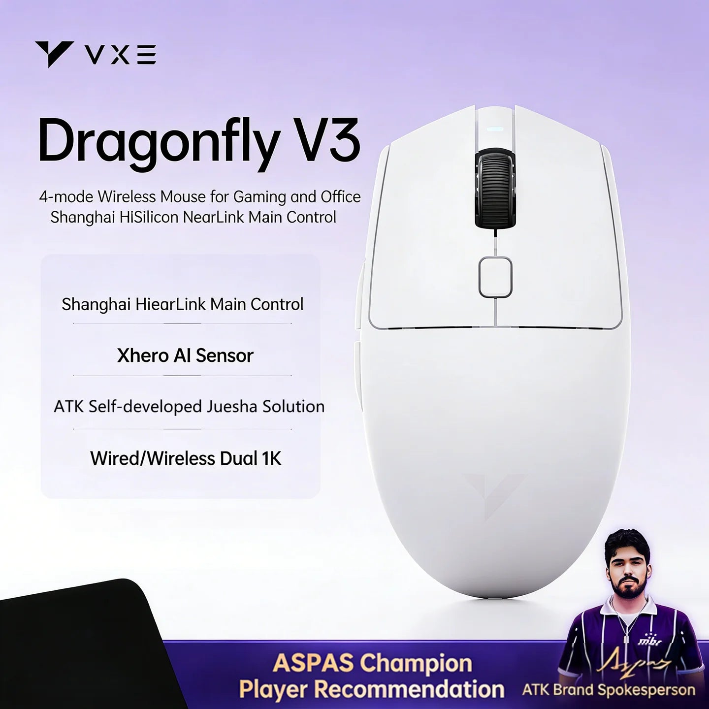 VXE Dragonfly V3 Pro 4-Mode Wireless Gaming Mouse – Ultra-Lightweight