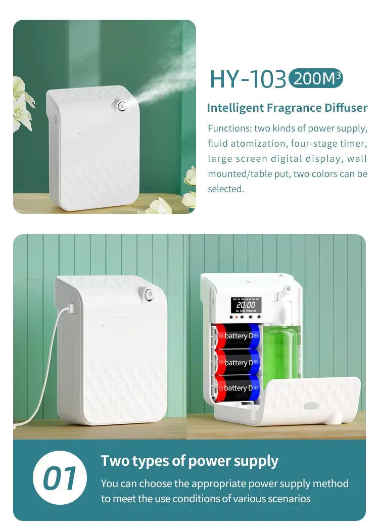 AuraScent Wall-Mounted Essential Oil Diffuser – 140ml Waterless