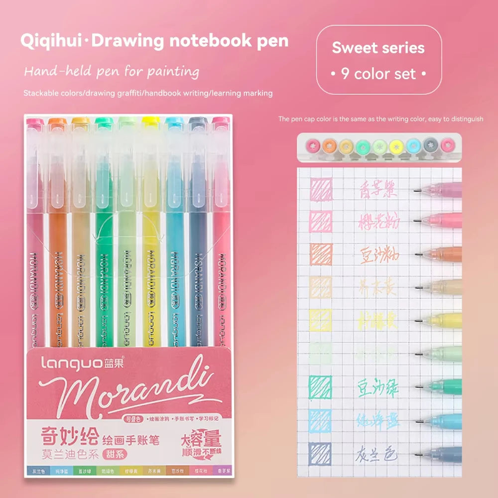 Languo 27-207 Colour Gel Pen & Marker Drawing Set – Student DIY Art Pens