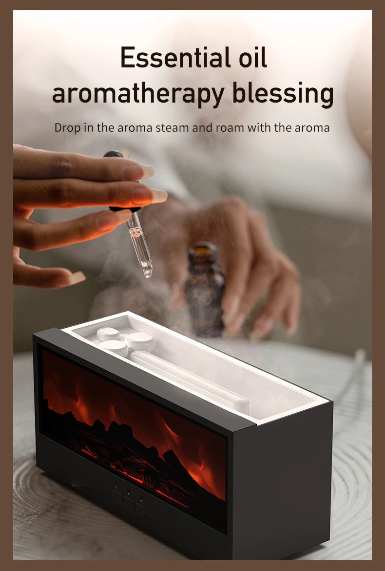 VISSKO Creative Fireplace Air Humidifier – Waterless Aroma Diffuser with LED & Remote Control