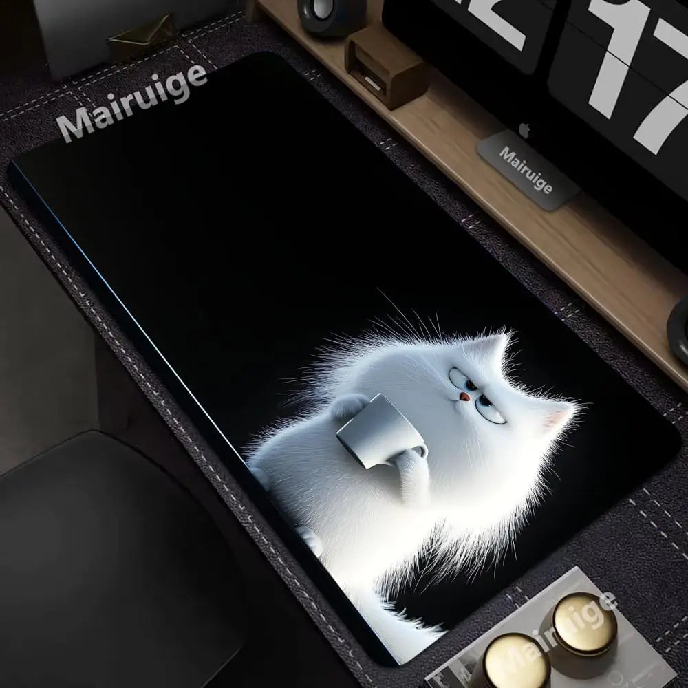 Grumpy Cat XXL Gaming Desk Mat – Cute Black Cat Kawaii Mouse Pad (600×300mm Office & Setup)