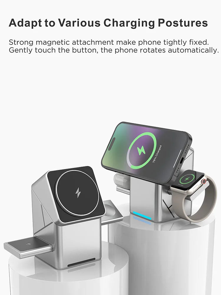 TouchSpin 15W 3-in-1 Touch Rotating Magnetic Wireless Charger – iPhone, Samsung & Xiaomi