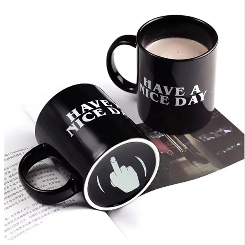 Middle Finger Funny Ceramic Coffee Mug – Novelty Anime Gift Cup