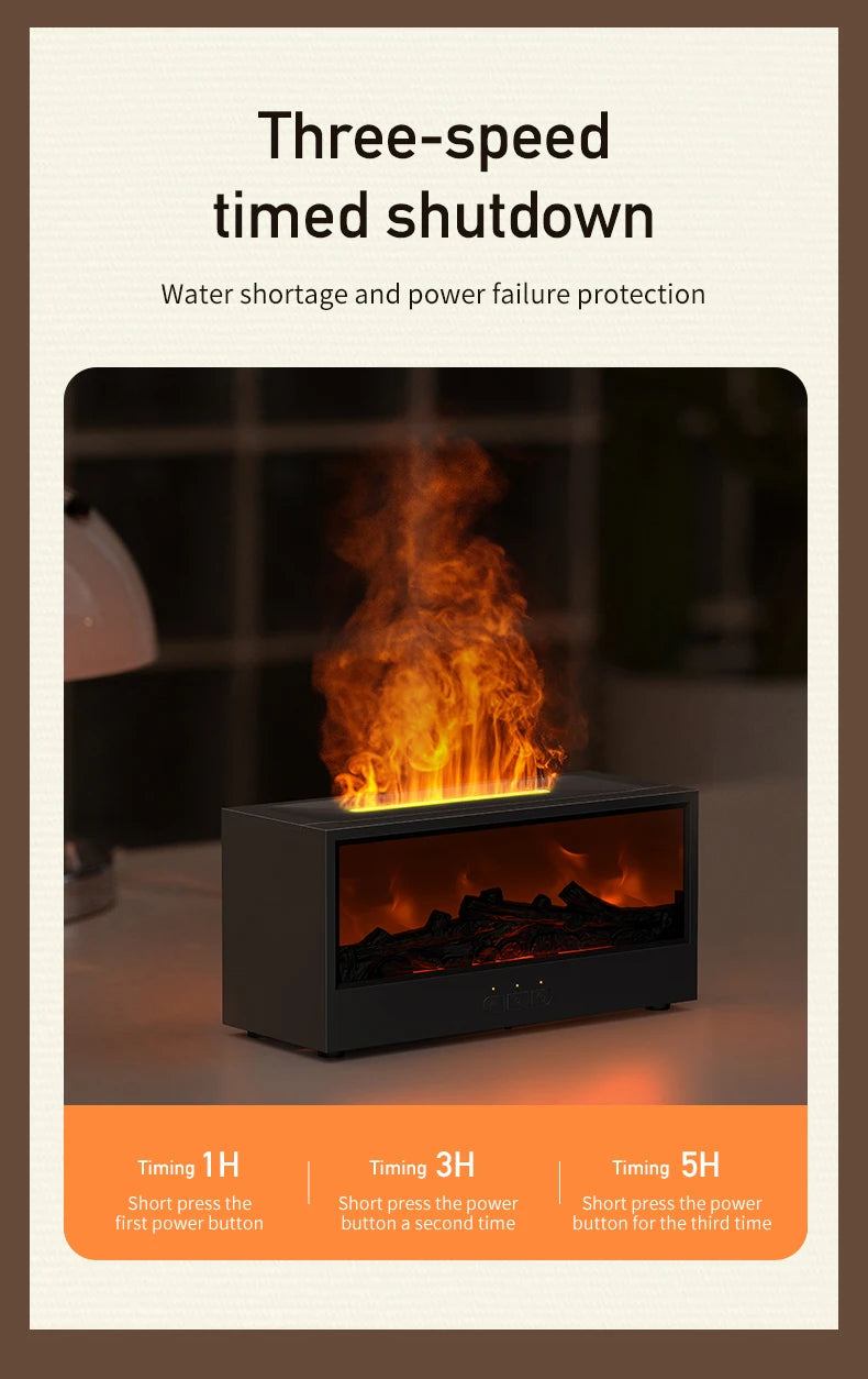 VISSKO Creative Fireplace Air Humidifier – Waterless Aroma Diffuser with LED & Remote Control