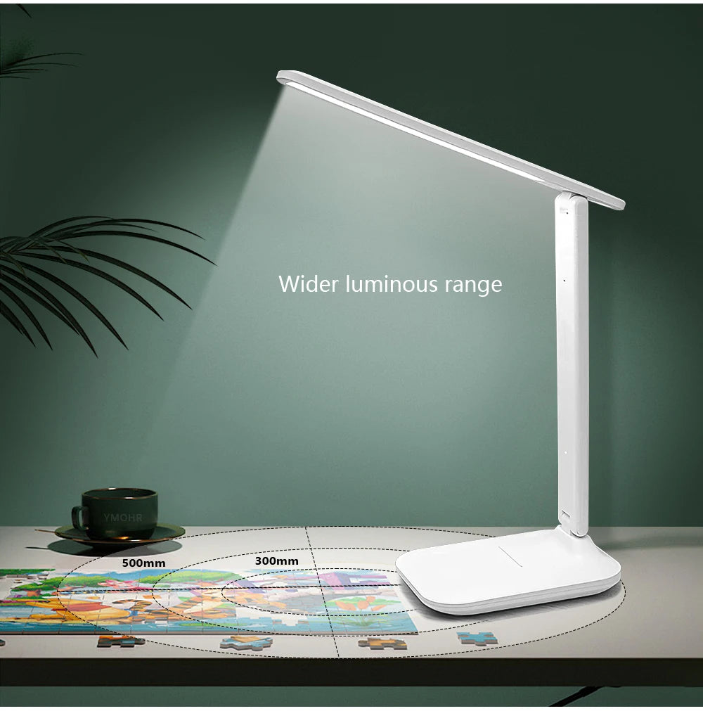Double Headed Eye Protection Table Lamp LED Rechargeable Dimmable Desk Light Smart Display For Study Reading Bedside Night Light