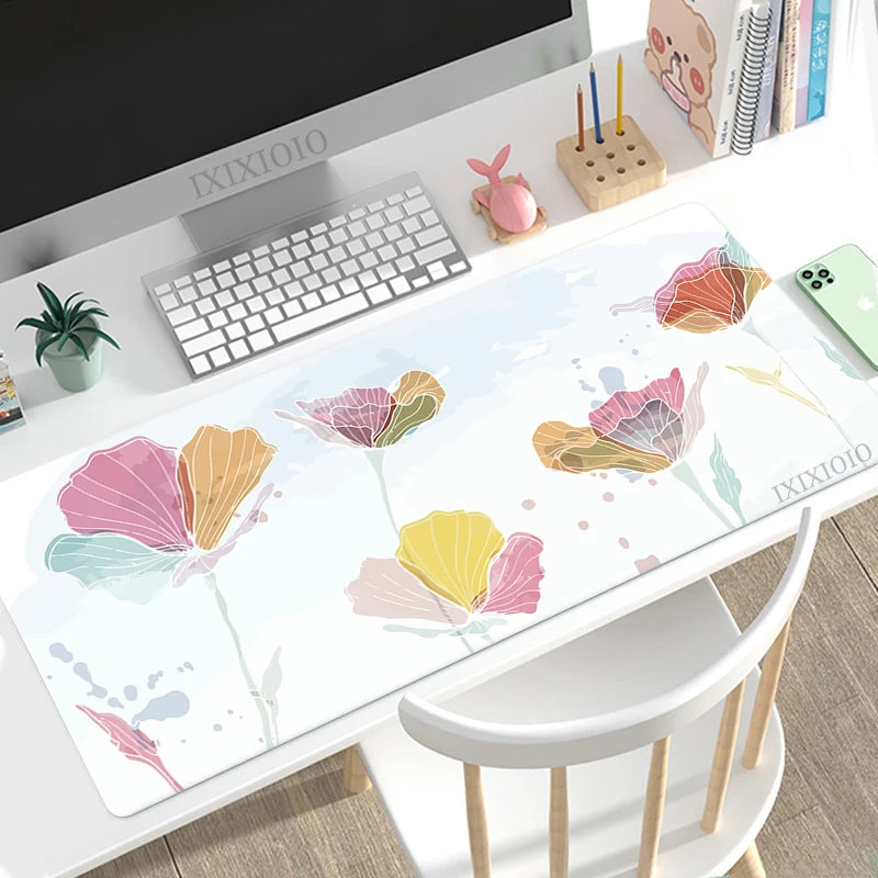 Minimalist Abstract Floral Art XL Mouse Pad – Aesthetic XXL Desk Mat | Soft Non-Slip Rubber Gaming & Office Mousepad Table Protector
