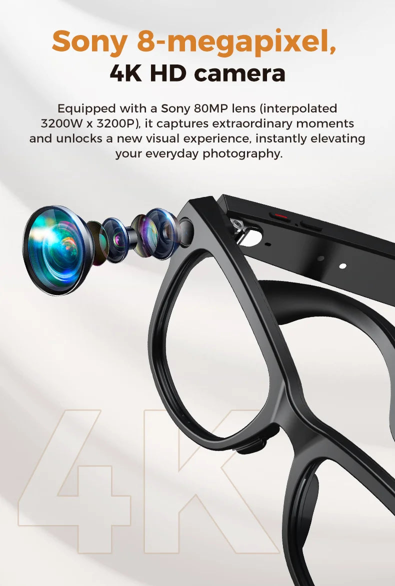 NightVision AI Smart Glasses – 8MP HD Camera, 3600mAh Battery & AI Translation
