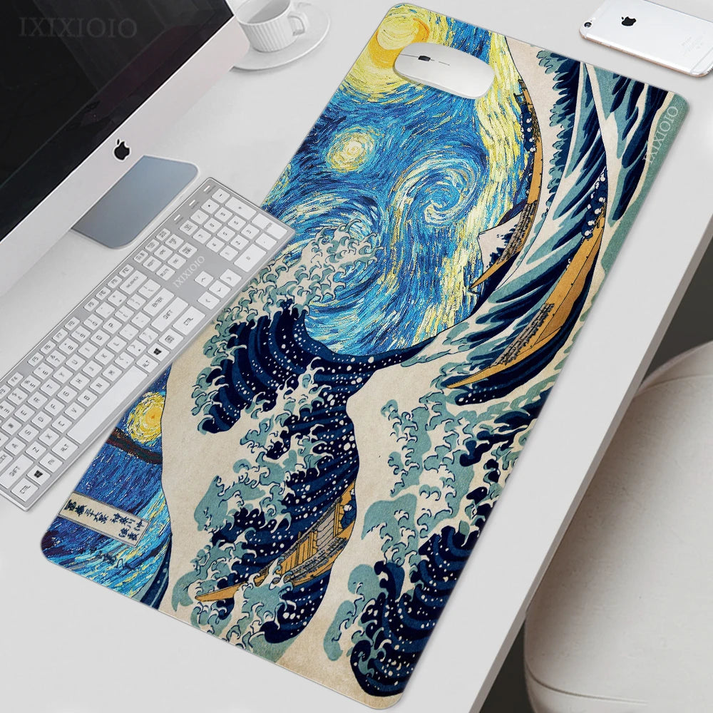 Van Gogh Starry Night XL Gaming Mouse Pad – Artistic XXL Desk Mat | HD Printed Non-Slip Soft Rubber Playmat for Office & Gaming Setup