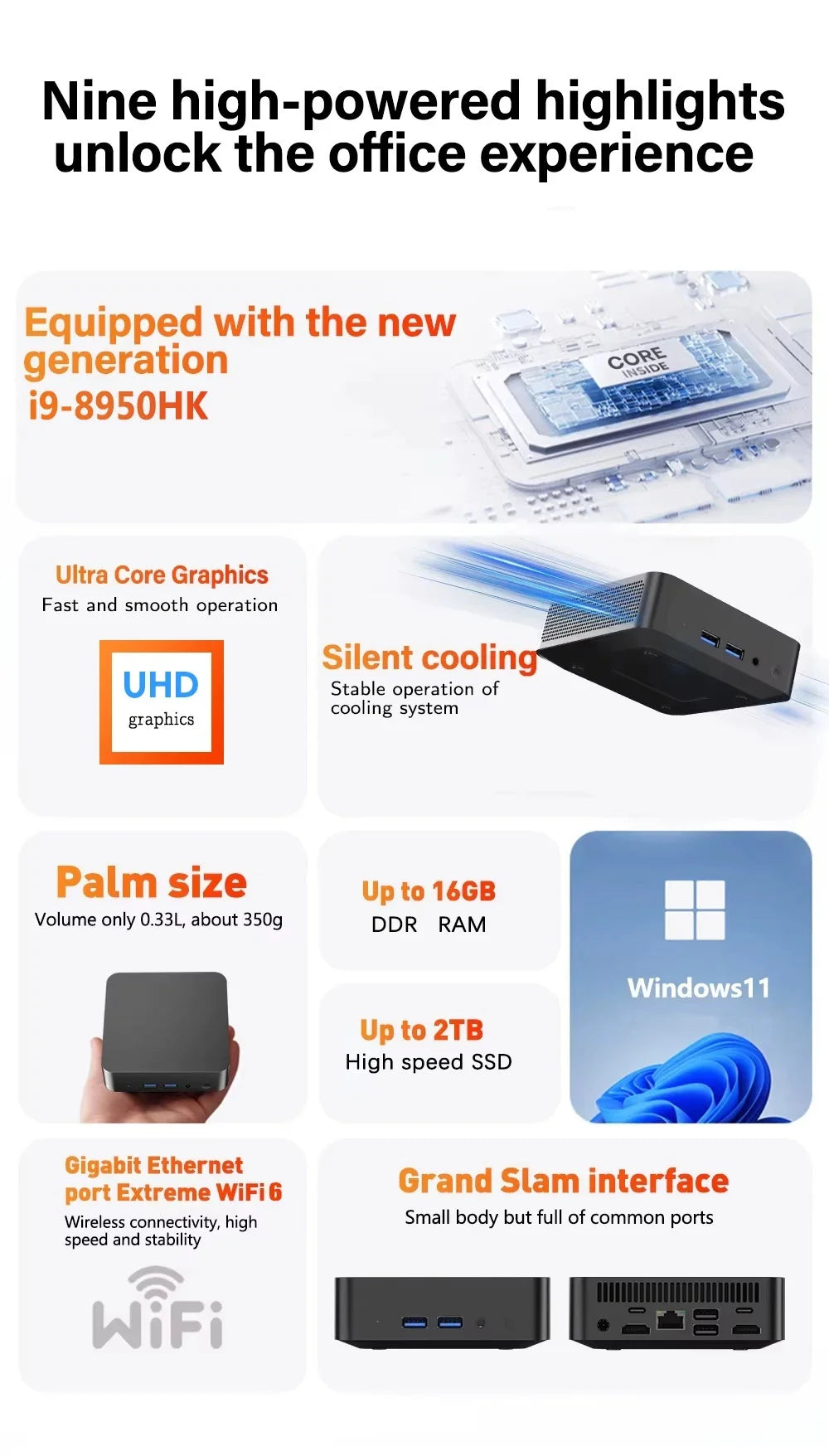 High-Performance Windows 11 Pro Mini Gaming PC – i9/i3, 16GB RAM, WiFi 6, 4K Support, SSD Storage (1TB/2TB)