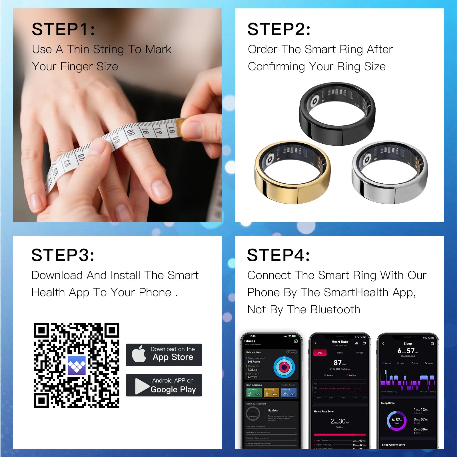 Amovan Nova Smart Ring – GPS, Heart Rate, Blood Oxygen & Sleep Monitor