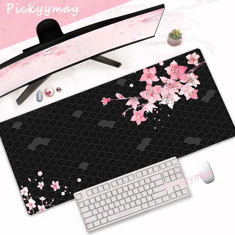 Sakura Bloom XL Desk Mat – Pink Cherry Blossom Gaming Mouse Pad (Extended Keyboard Mat)