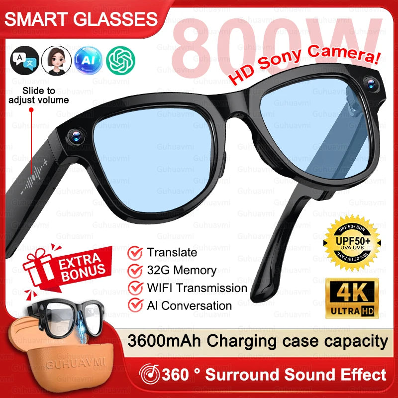 NightVision AI Smart Glasses – 8MP HD Camera, 3600mAh Battery & AI Translation