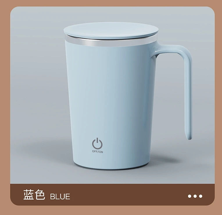SpinSip Self-Stirring Magnetic Stainless Steel Mug – Auto Mixing Coffee Cup