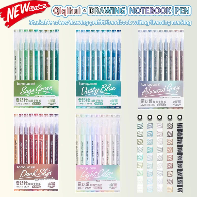 Languo 27-207 Colour Gel Pen & Marker Drawing Set – Student DIY Art Pens