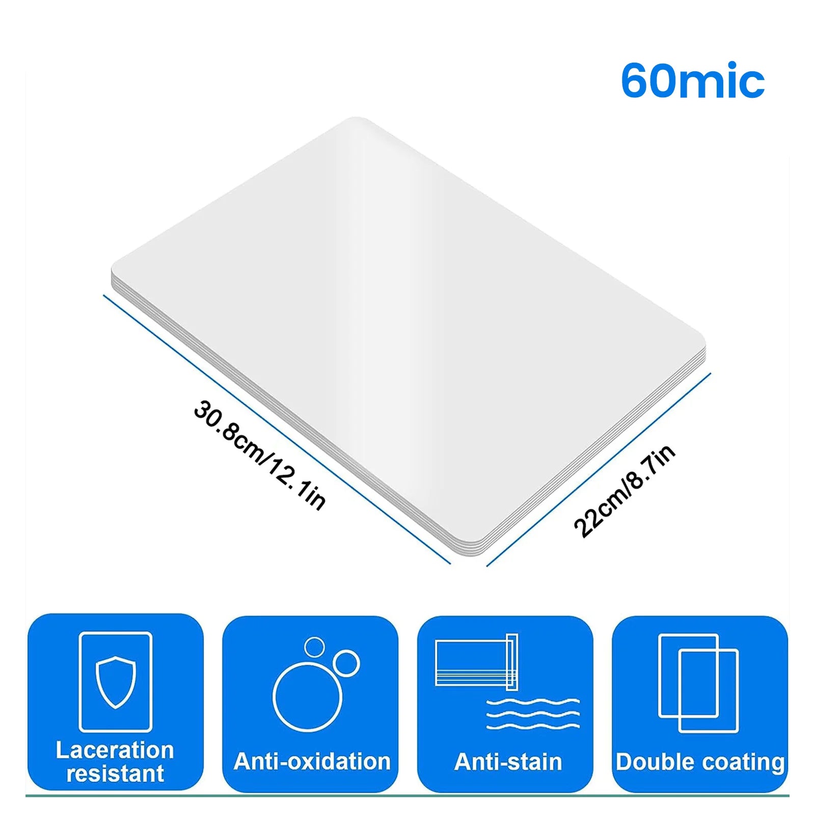 100-Pack Thermal Laminating Sheets (A4 / 3R–5R) – 60 Mic Clear Round-Corner Pouches | Crystal Clear Document Protection Film for All Laminator Machines