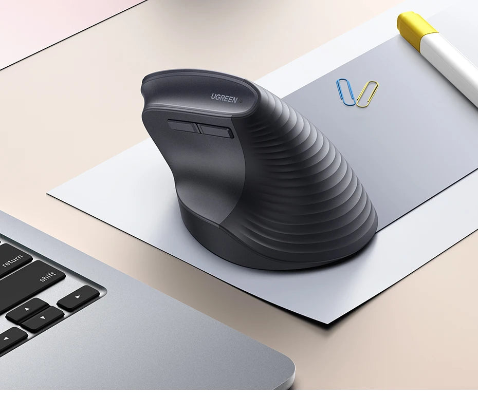 UGREEN Bluetooth 2.4G Vertical Wireless Mouse  Ergonomic 4000DPI 6 Mute Buttons for MacBook Tablet Laptops