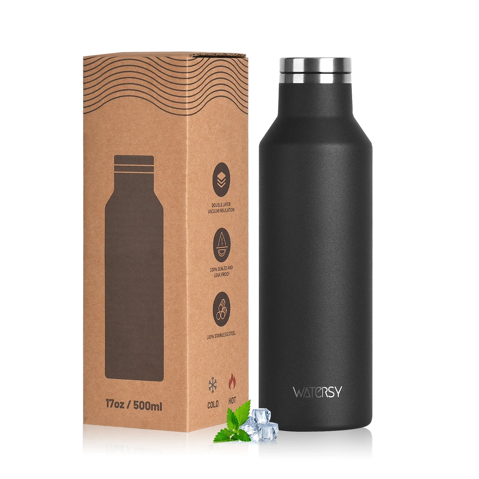 WATERSY Stainless Steel Thermal Cup – 350ml / 500ml, Vacuum Flask for Coffee & Sport