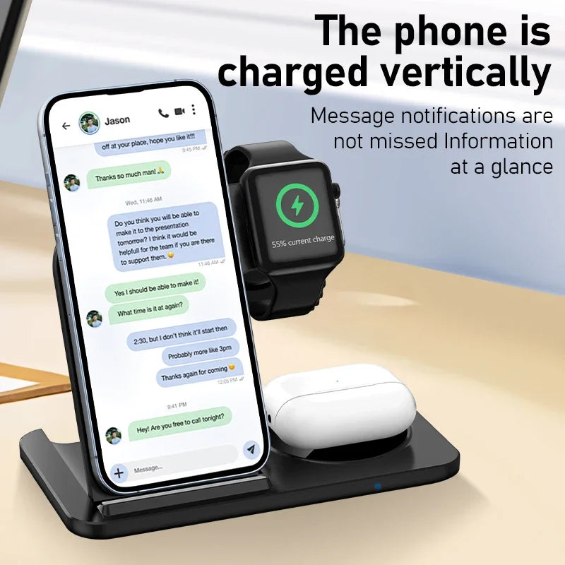 FoldCharge Foldable Fast Wireless Charging Station – iPhone 16/15/14, Apple Watch & AirPods
