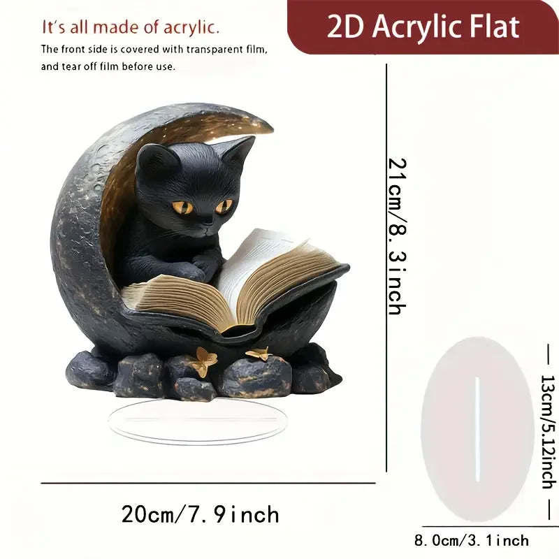 Charming Black Cat 2D Flat Acrylic Desk Ornament – Birthday & Graduation Gift