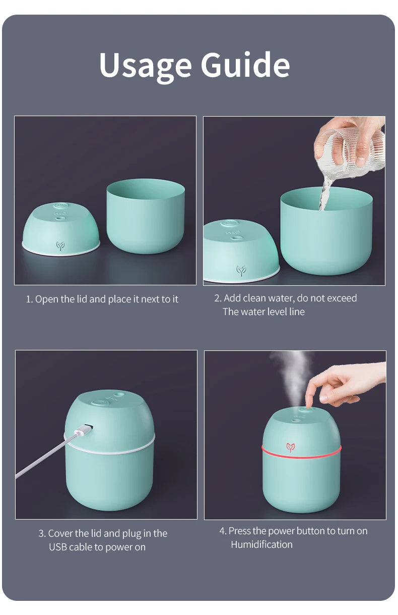 MistMini USB Desktop Air Humidifier – 220ml with Aroma Function