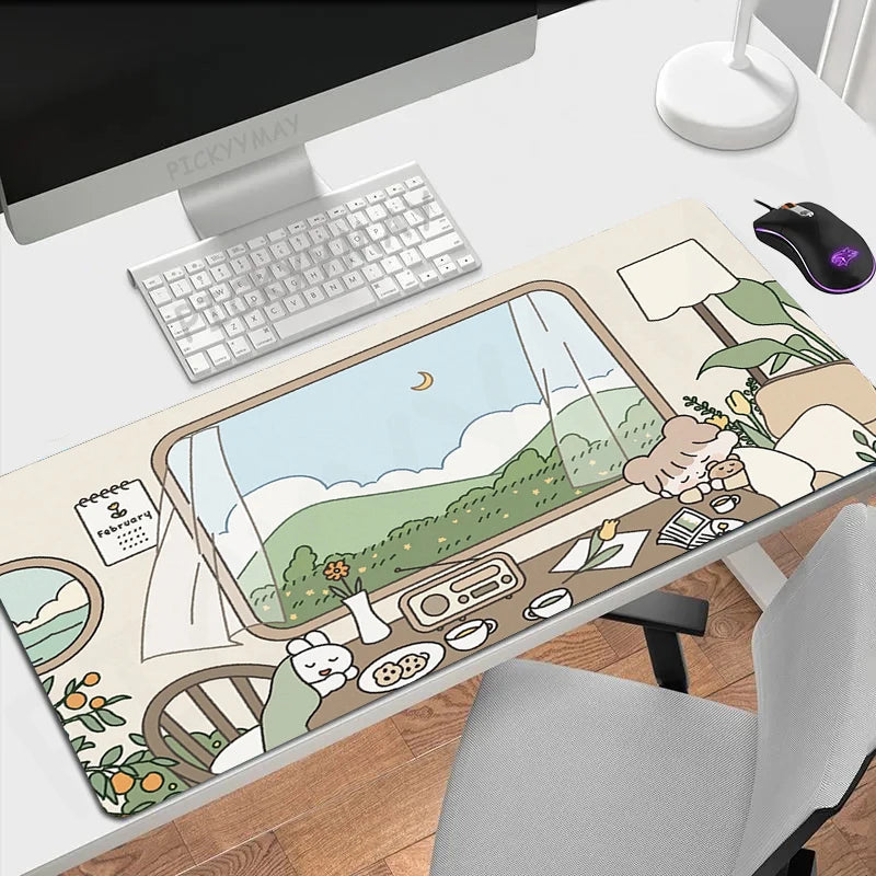 Kawaii Cloud XL Gaming Desk Mat – Cute Mouse Pad (XXL 90×40cm)