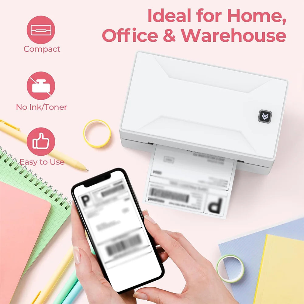 Marklife D100 Mini Bluetooth Label Printer – 4x6 Wireless Thermal Shipping Printer for Small Business