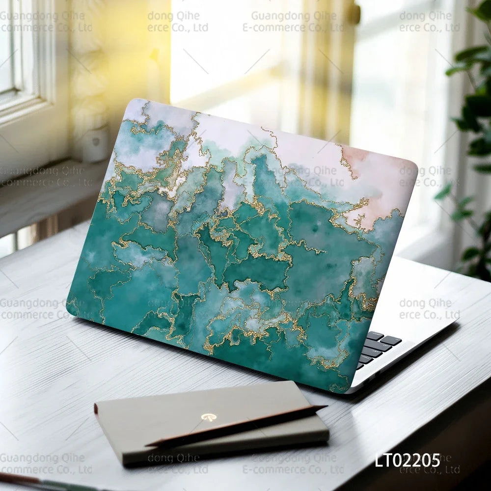 2pcs Creative Botanical Laptop Stickers Hand-Drawn Floral Line Art in Bright Colors, Waterproof Vinyl Decal for Notebook Covers