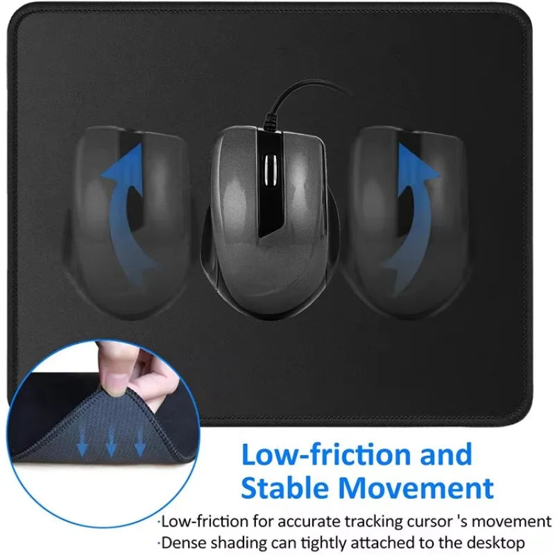 Solid black small mouse pad, desktop pad, computer accessory