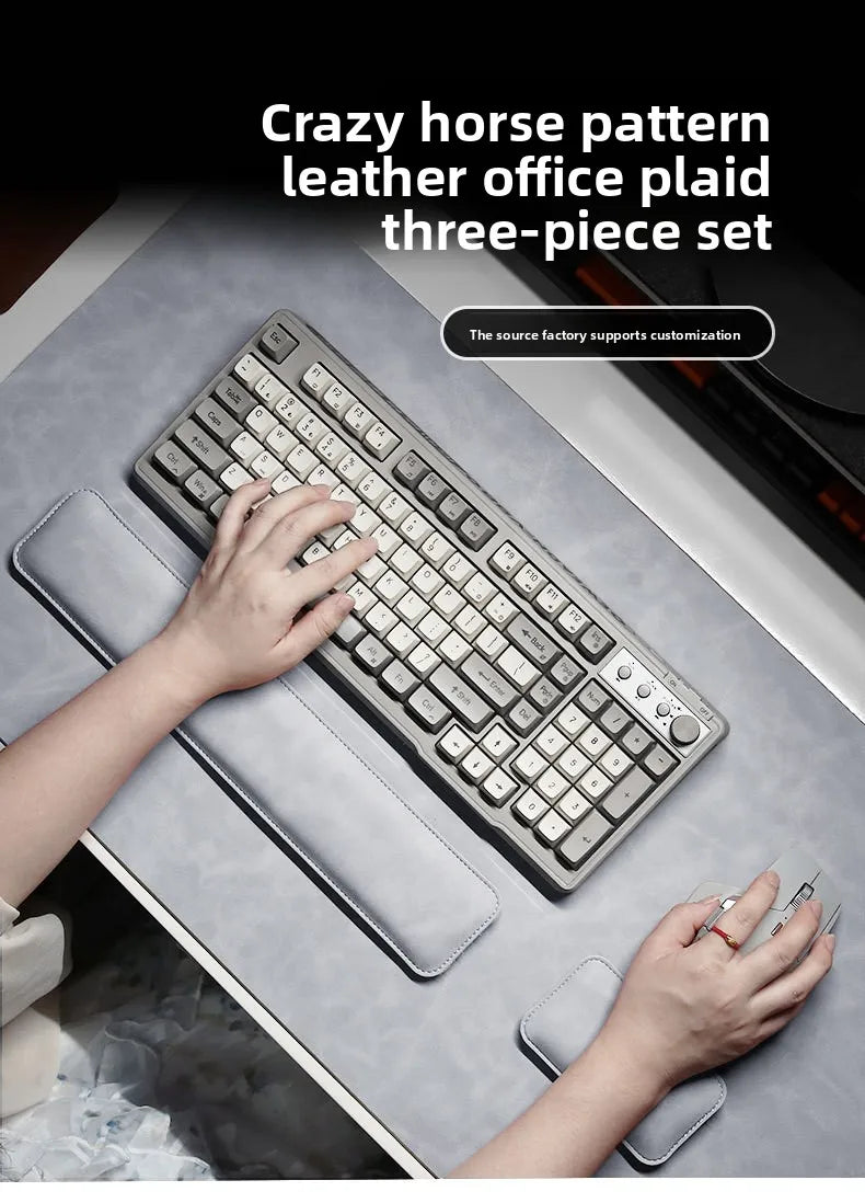 DeskCloud Pro 3-Piece – Waterproof PU Desk Mat + Mouse Pad + Wrist Rest Set