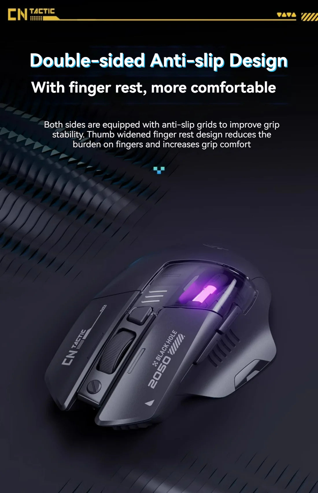 Inphic A9 Pro Tri-Mode Gaming Mouse – 12800 DPI, RGB Light Pillar & Macro Driver
