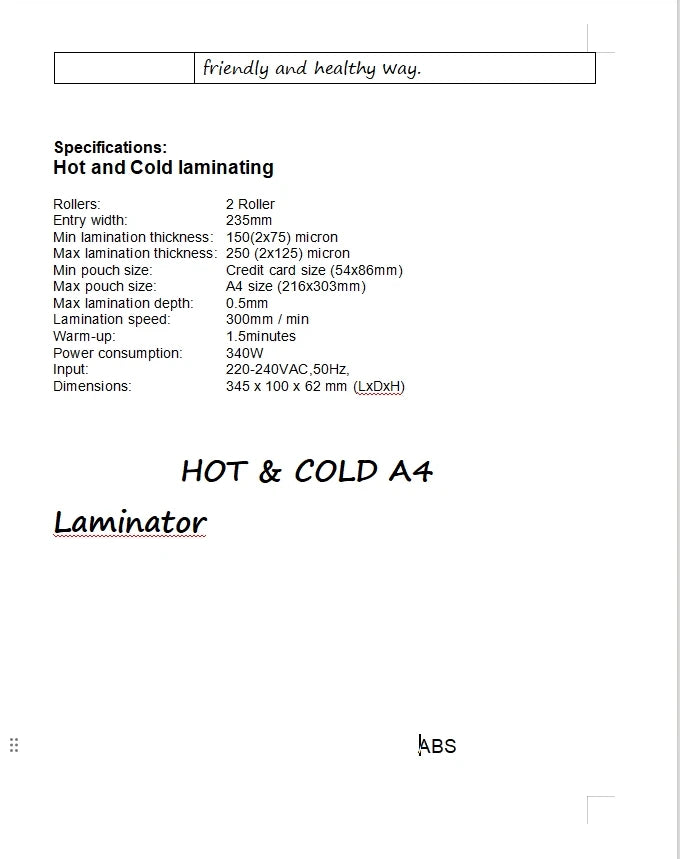 SealPro 9" Hot & Cold Laminator Kit – Fast A4 Laminating Machine with 10 Pouches for Home, School & Office