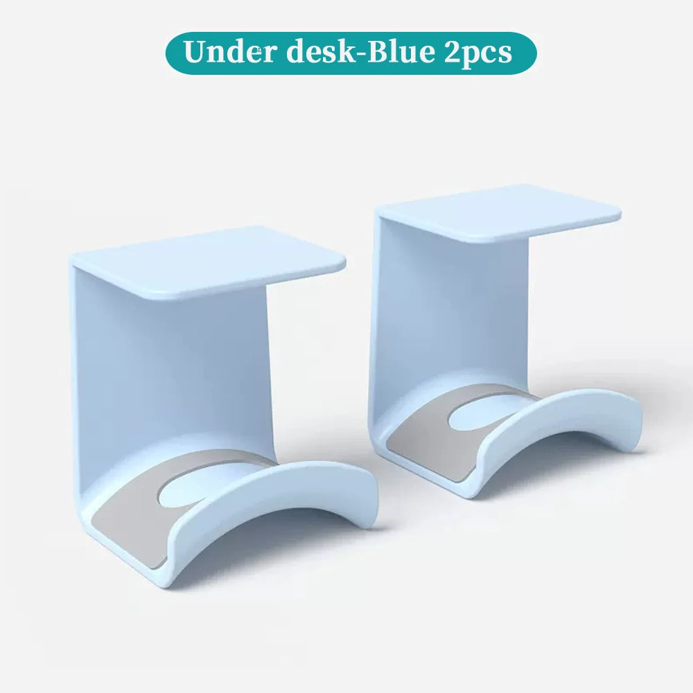 Universal No-Drill Headphone Stand – Under-Desk & Wall-Mount Headset Hanger, Adhesive Plastic Holder for Gaming Headphones, Earbuds & Audio Gear