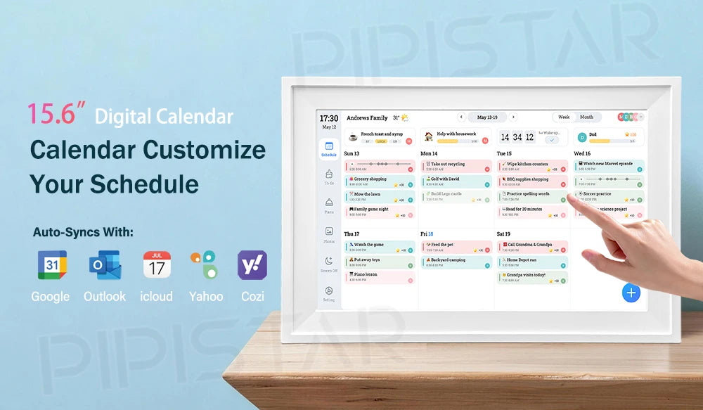 FamilyBoard 15.6" WiFi Smart Digital Calendar & Chore Chart – HD Touchscreen Family Planner