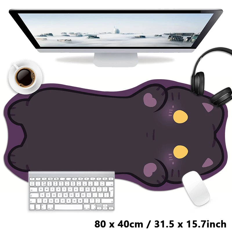 Kawaii Tortoiseshell Cat XXL Desk Mat – Pink & Black Cute Kitty Mouse Pad