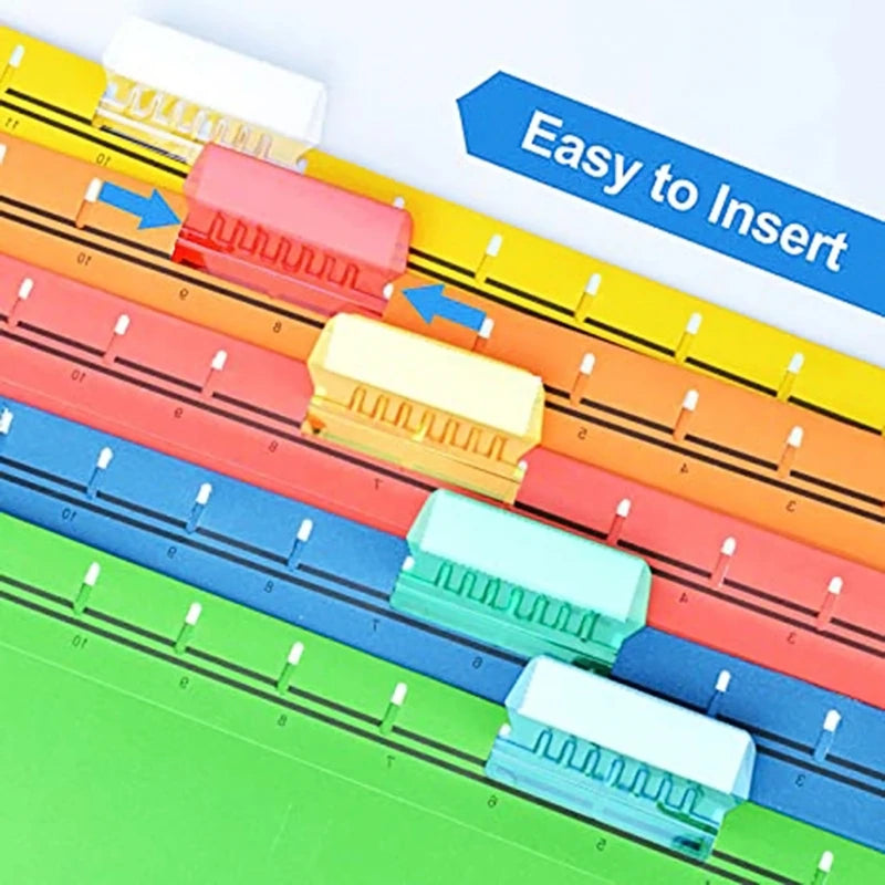 ClearTab 10-Pack Coloured Hanging Folder Tabs with Inserts – 2 Inch Plastic