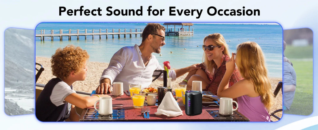 Bluetooth Speaker Wireless Portable Waterproof Speaker with Lights 24-Hour Playtime Bluetooth 5.4 TF Card AUX Playback Speakers