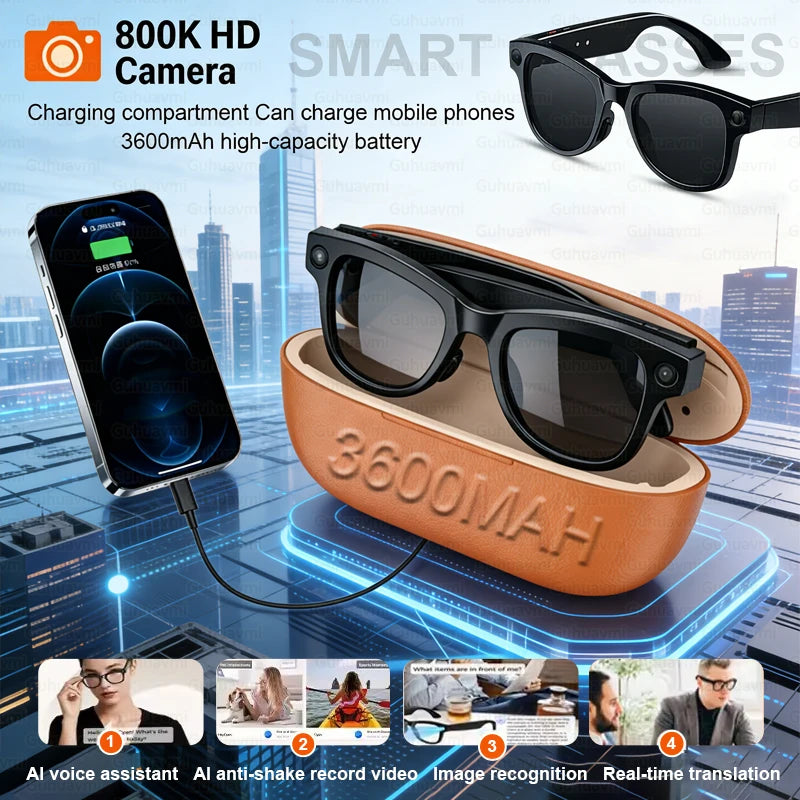 NightVision AI Smart Glasses – 8MP HD Camera, 3600mAh Battery & AI Translation