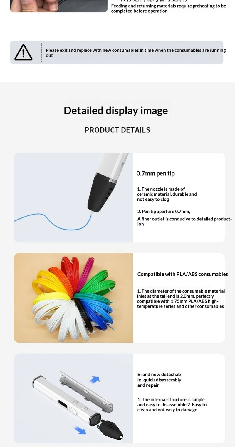 Lenovo 3D Pen – OLED Display, DIY Scribble Pen with PLA Filament