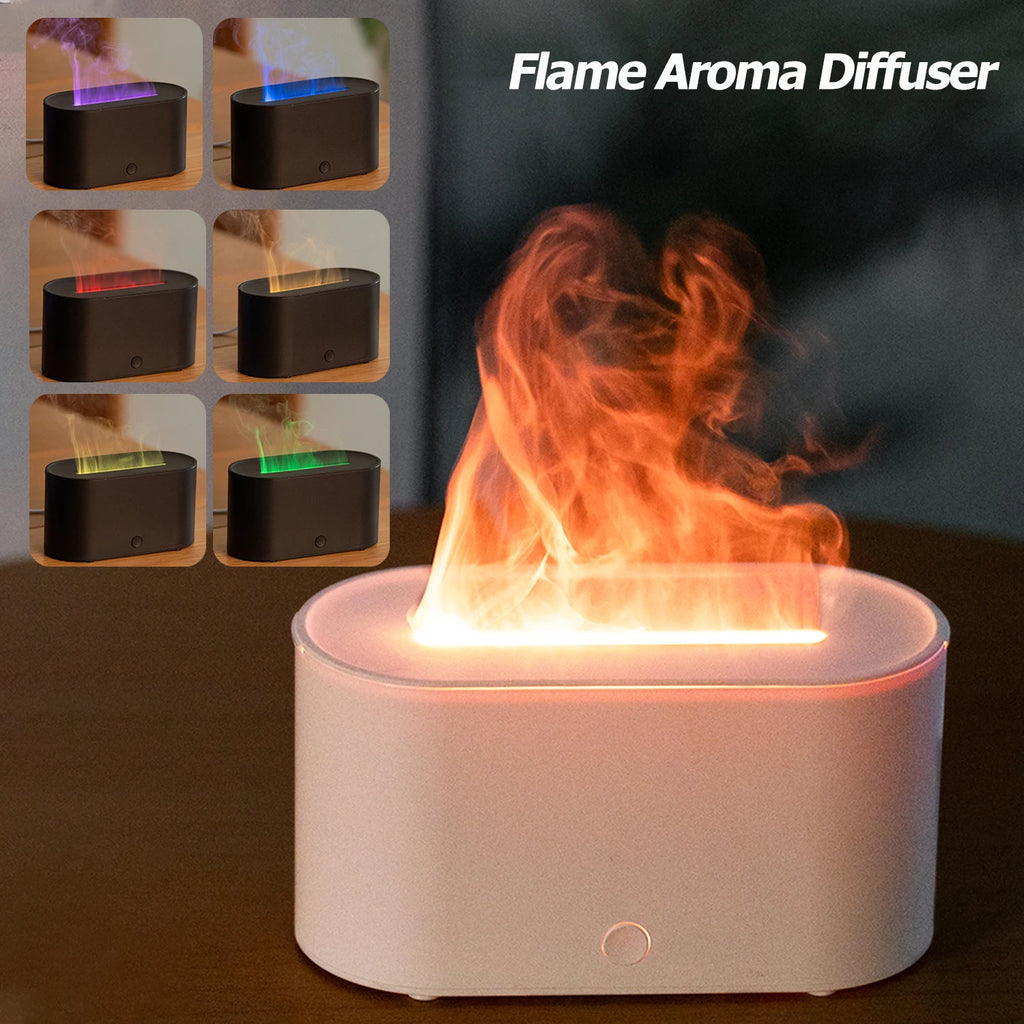 FlameGlow Mini Aroma Diffuser – Colourful Flame Effect Humidifier & Essential Oil Diffuser