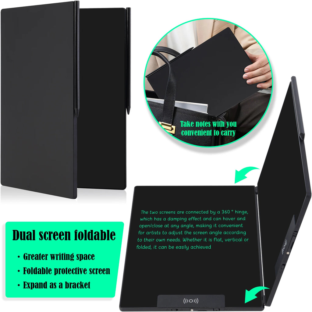 FoldWrite 14.3" Folding LCD Writing Tablet – Split Screen, Erasable