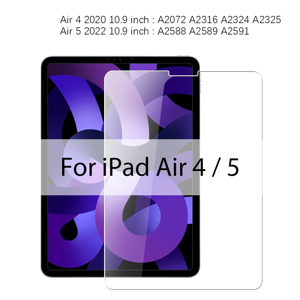 For iPad A16 Pro 13 M5 M4 12.9 10 9 9th 10th Generation Tempered Glass Screen Protector For Ipad Air 11 M2 M3 5 4 Mini 6 7 Film