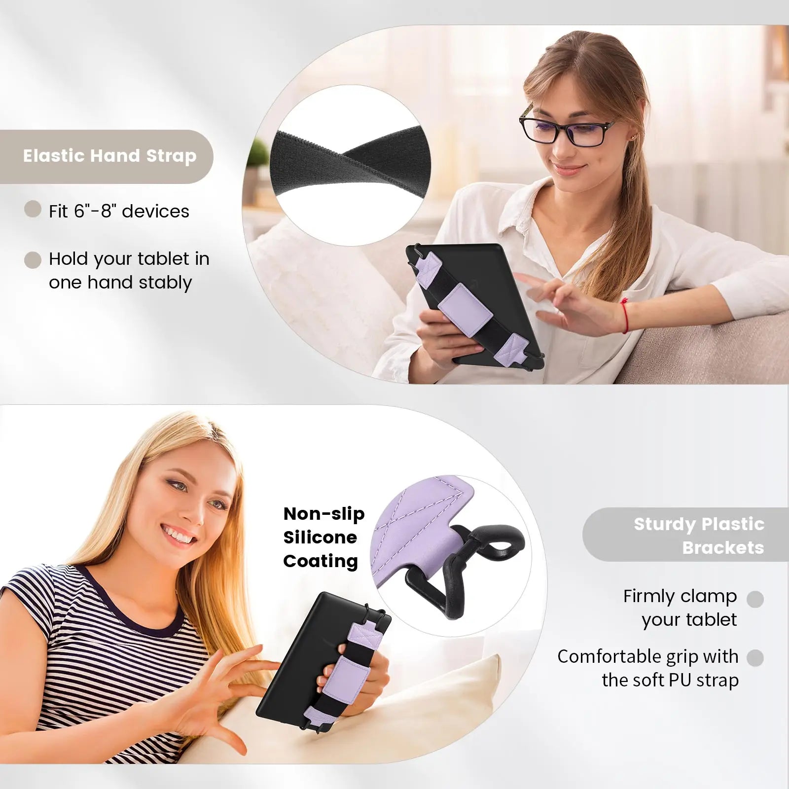 Soft Hand Strap for 6-8" Kindle eReaders Fire Tablet -Kindle/Kobo/Voyaga/Lenovo/Sony Kindle E-Book Tablet,Black High-Elasticity
