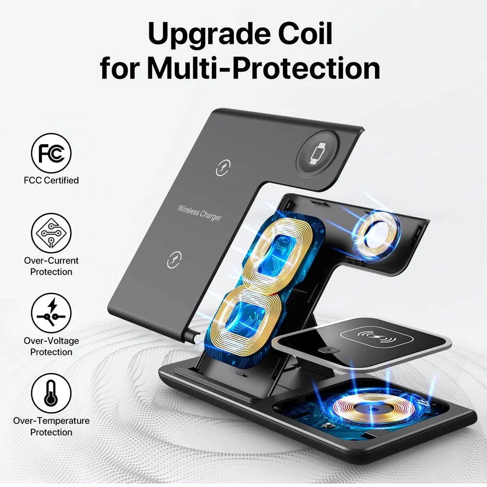 TriCharge 40W 3-in-1 Foldable Wireless Charging Station – iPhone, Apple Watch & AirPods