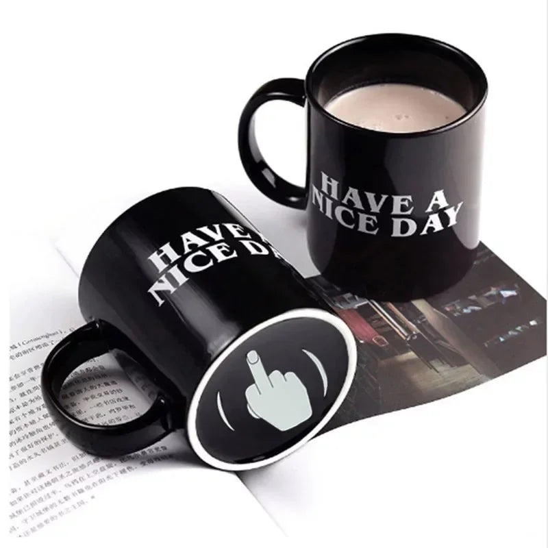 Middle Finger Funny Ceramic Coffee Mug – Novelty Anime Gift Cup