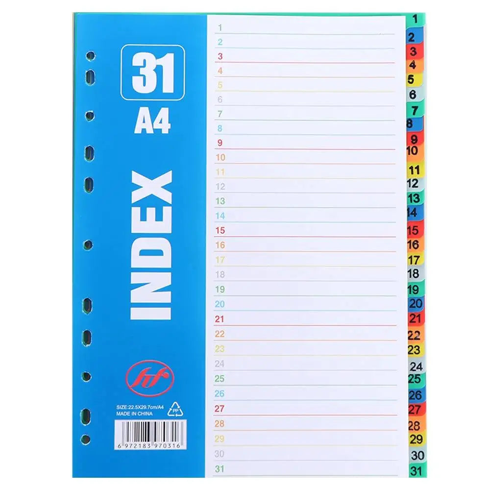 DivideIt PP Index Separator Pages – A4 Coloured Binder Dividers 5 to 31 Pages