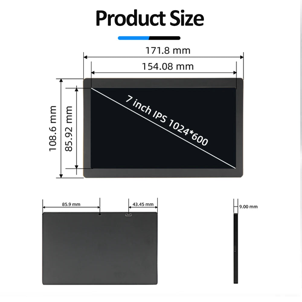 PC Stats Monitor – 5"/7" IPS USB-C Secondary Screen for CPU, GPU & RAM Monitoring (AIDA64)