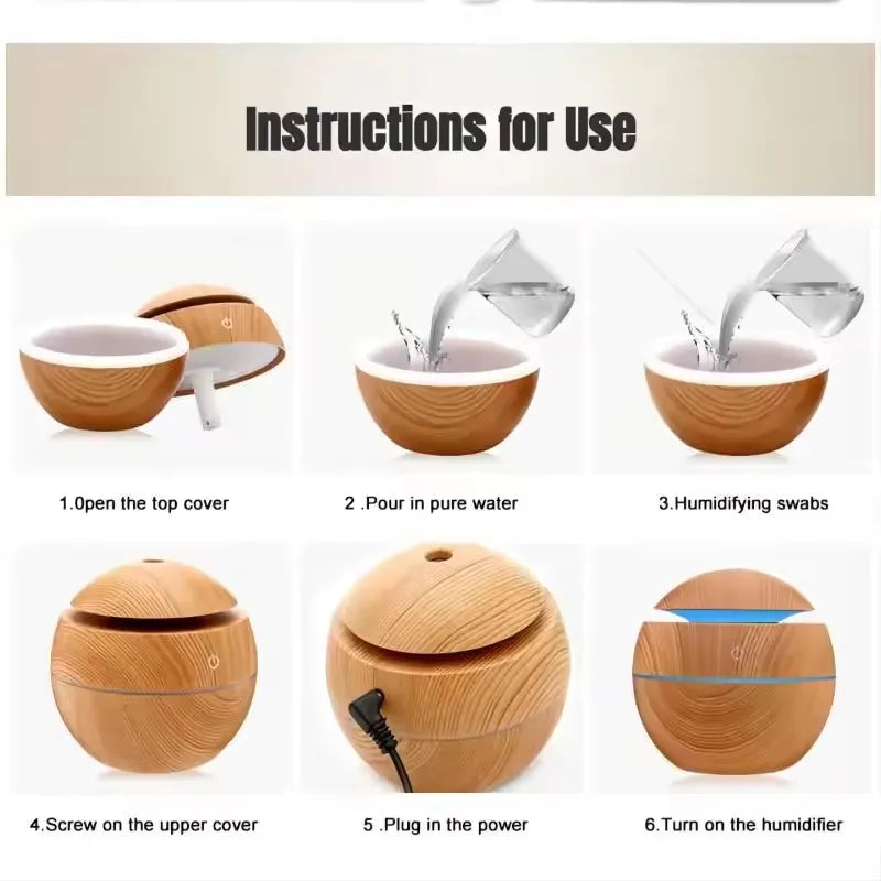 GrainMist USB Ultrasonic Cool Mist Aroma Diffuser – Wood Grain Essential Oil Humidifier & Air Purifier