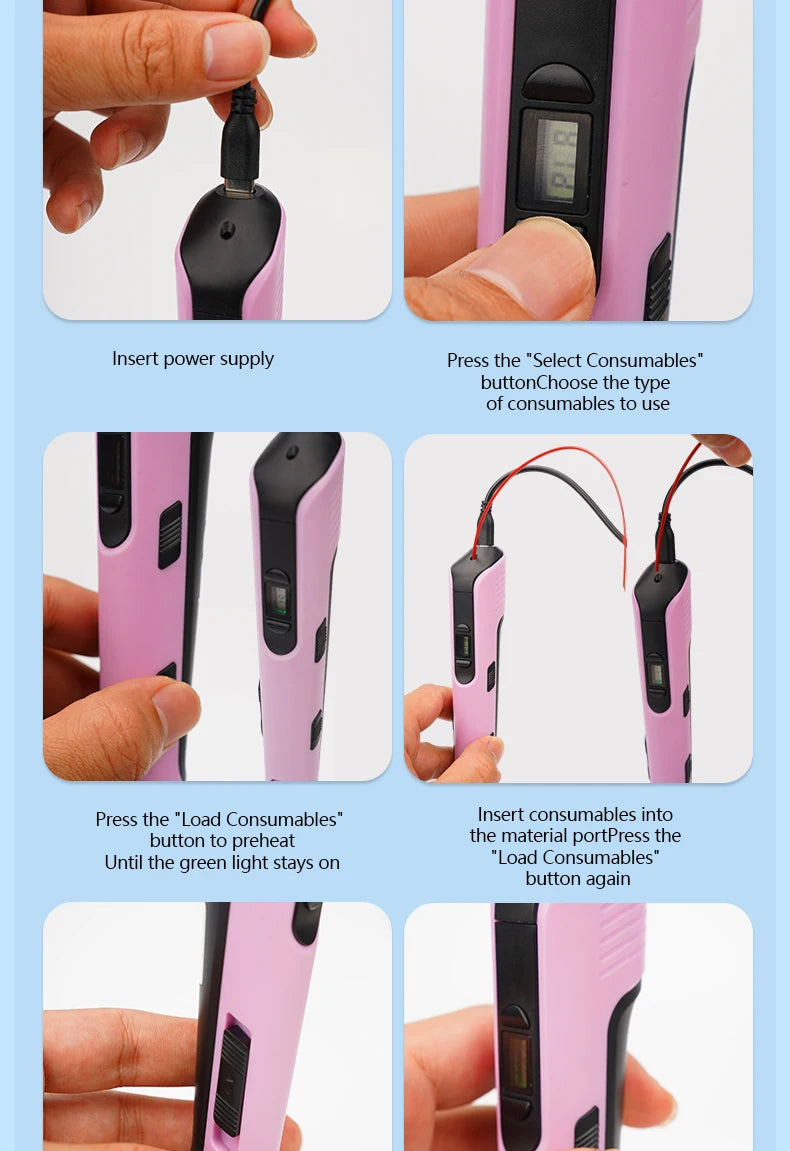 GlowPen Kids 3D Pen – PLA Filament, Power Adapter & Travel Case, Birthday Gift